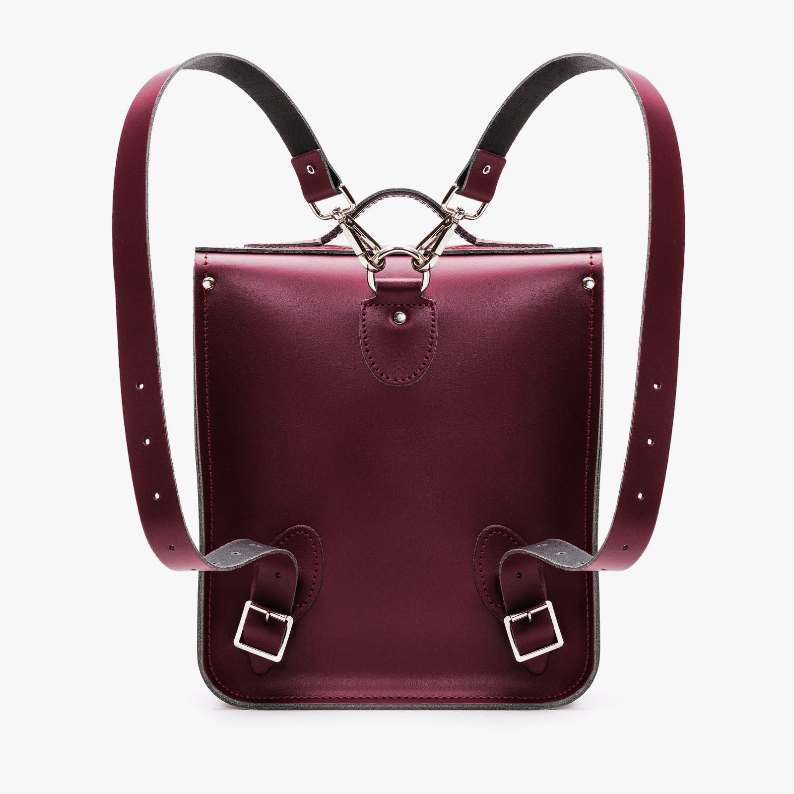Handmade Leather City Backpack - Marsala Red-2