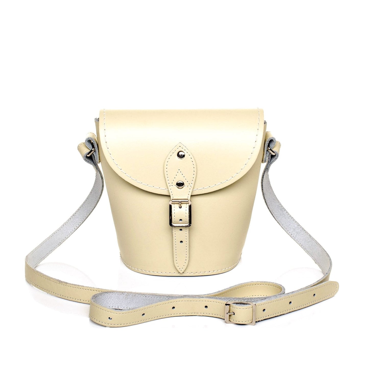 Handmade Leather Barrel Bag - Pastel Cream-0