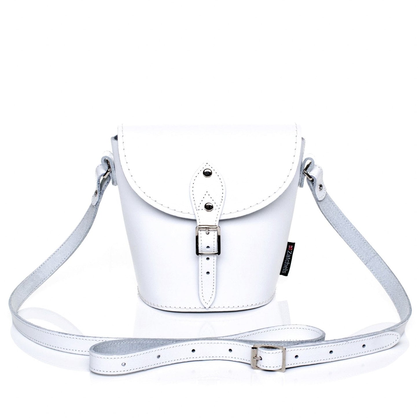 Handmade Leather Barrel Bag - White-0