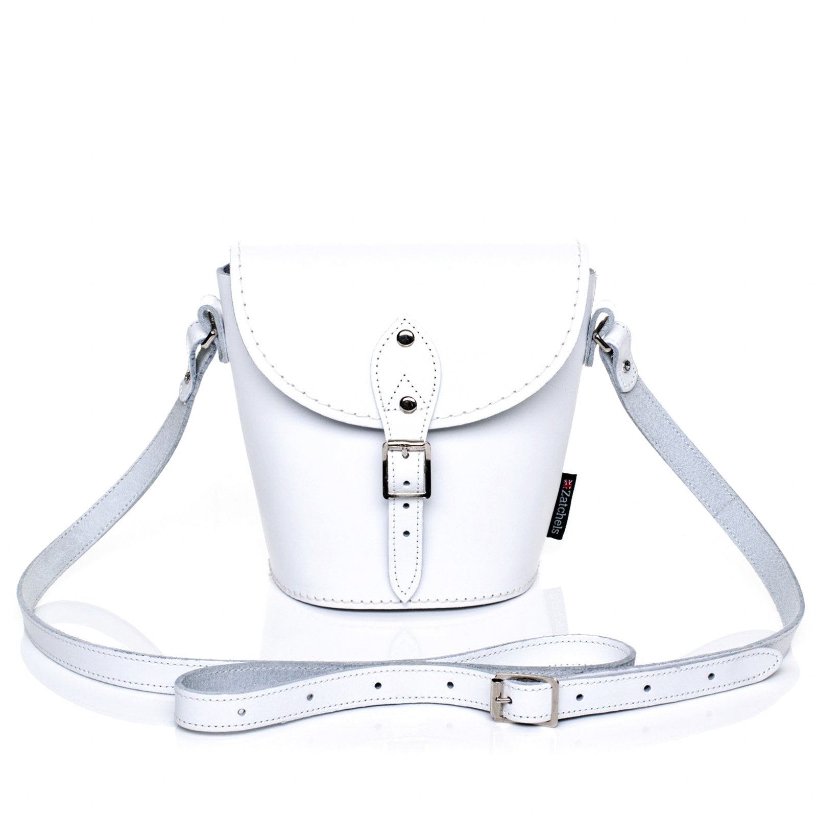 Handmade Leather Barrel Bag - White-0