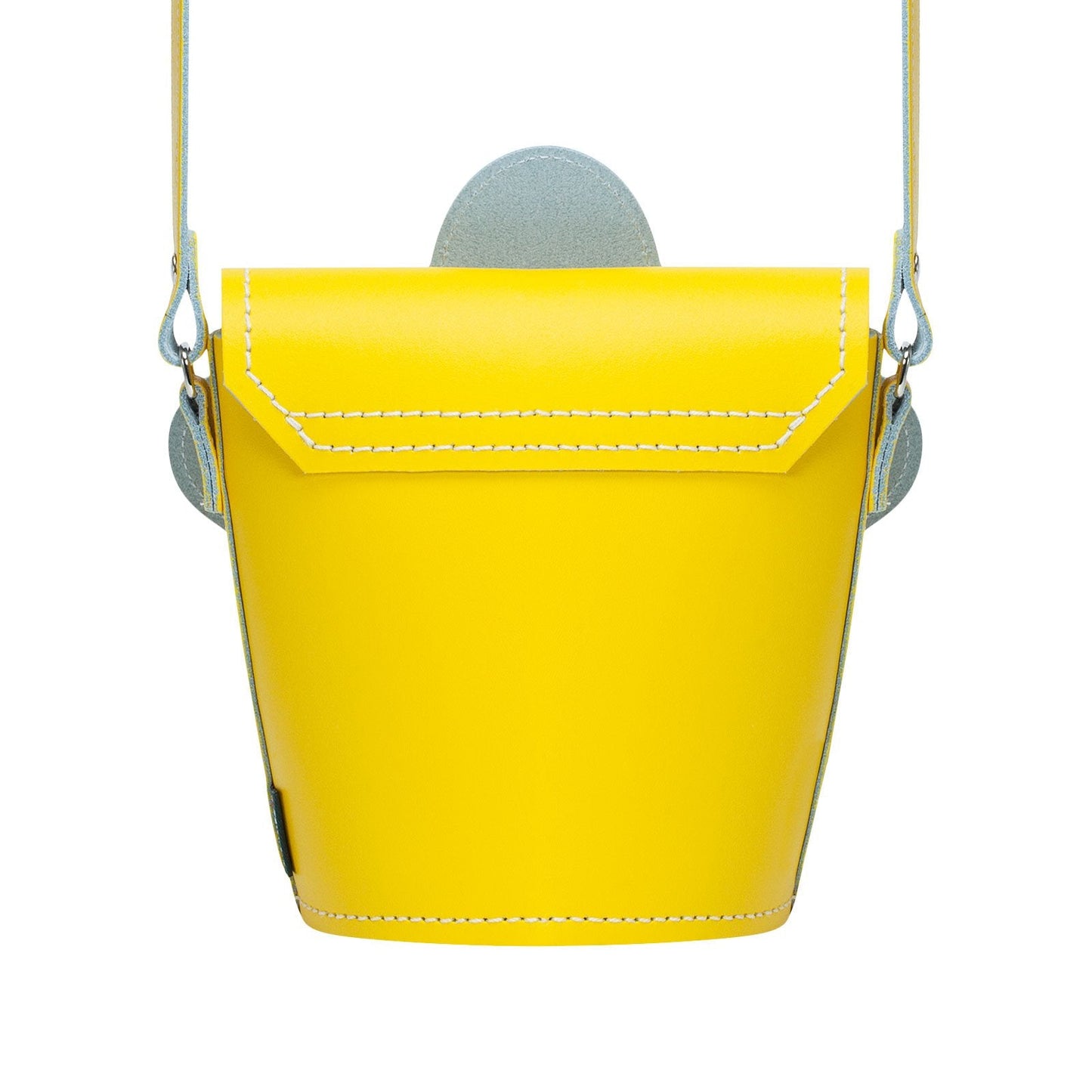 Handmade Leather Daisy Barrel Bag - Pastel Yellow-2