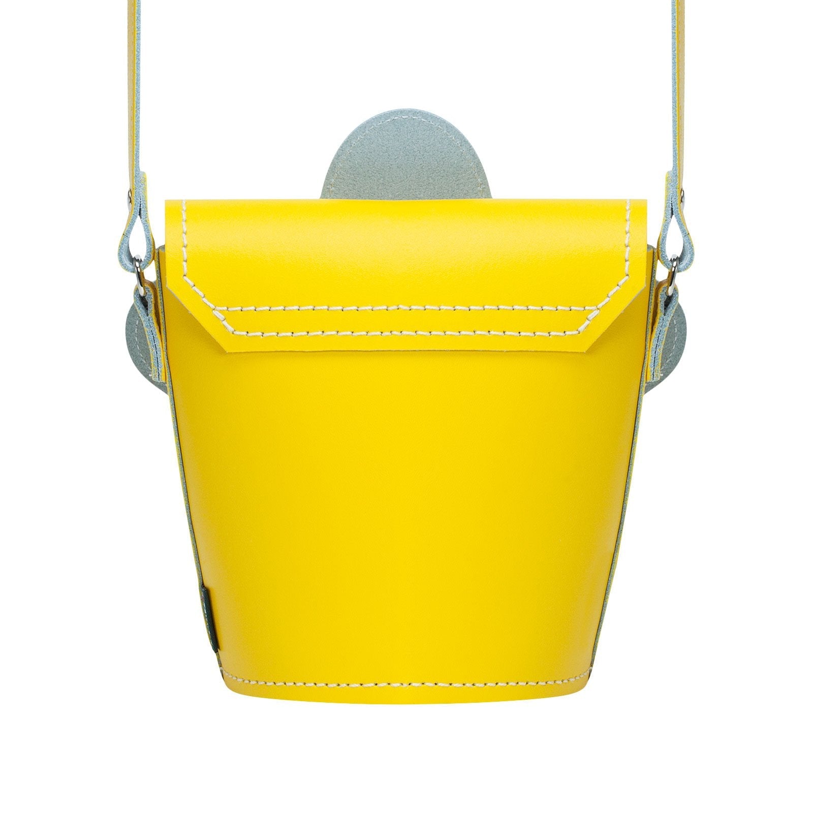Handmade Leather Daisy Barrel Bag - Pastel Yellow-2