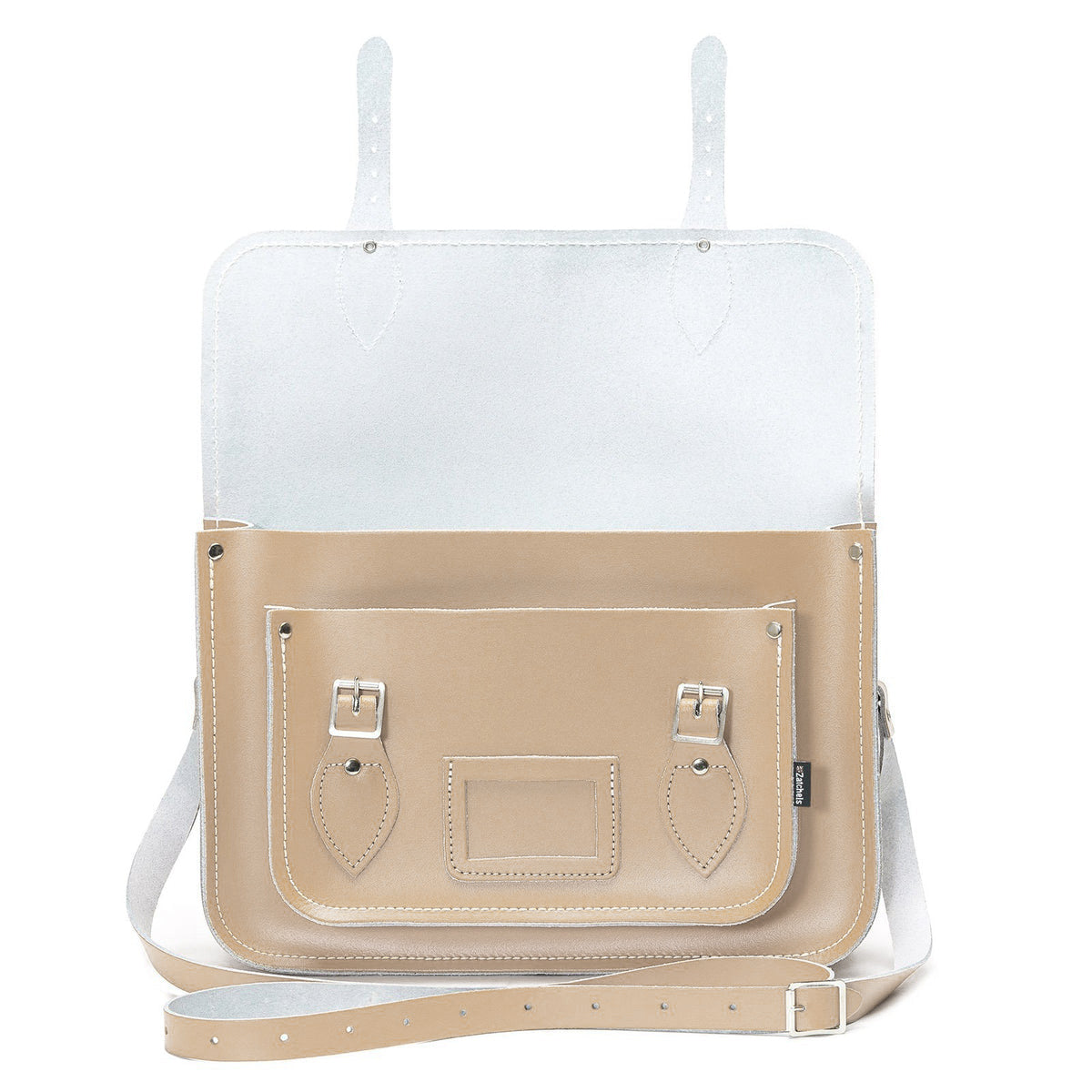 Handmade Leather Satchel - Iced Coffee-2