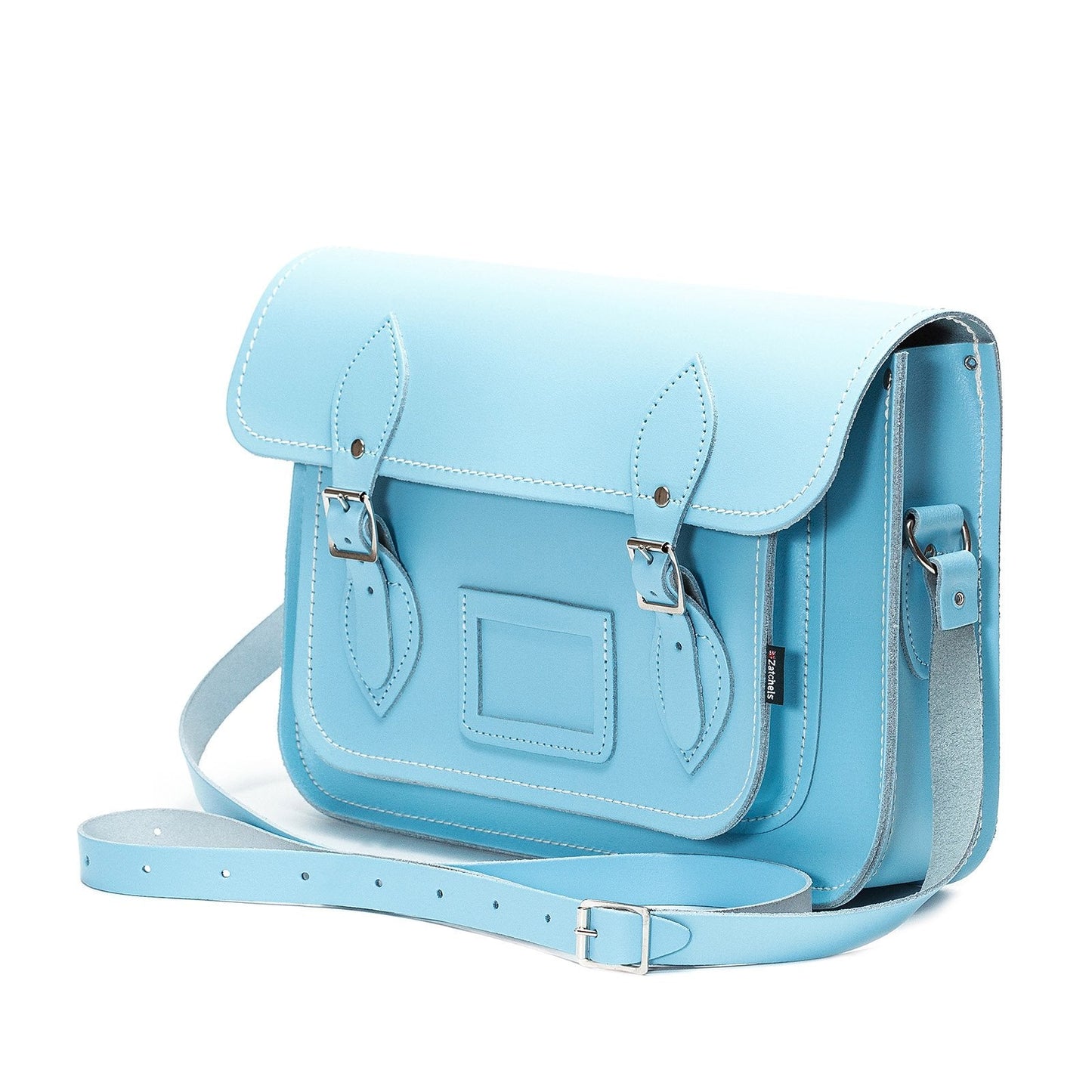 Handmade Leather Satchel - Pastel Baby Blue-2