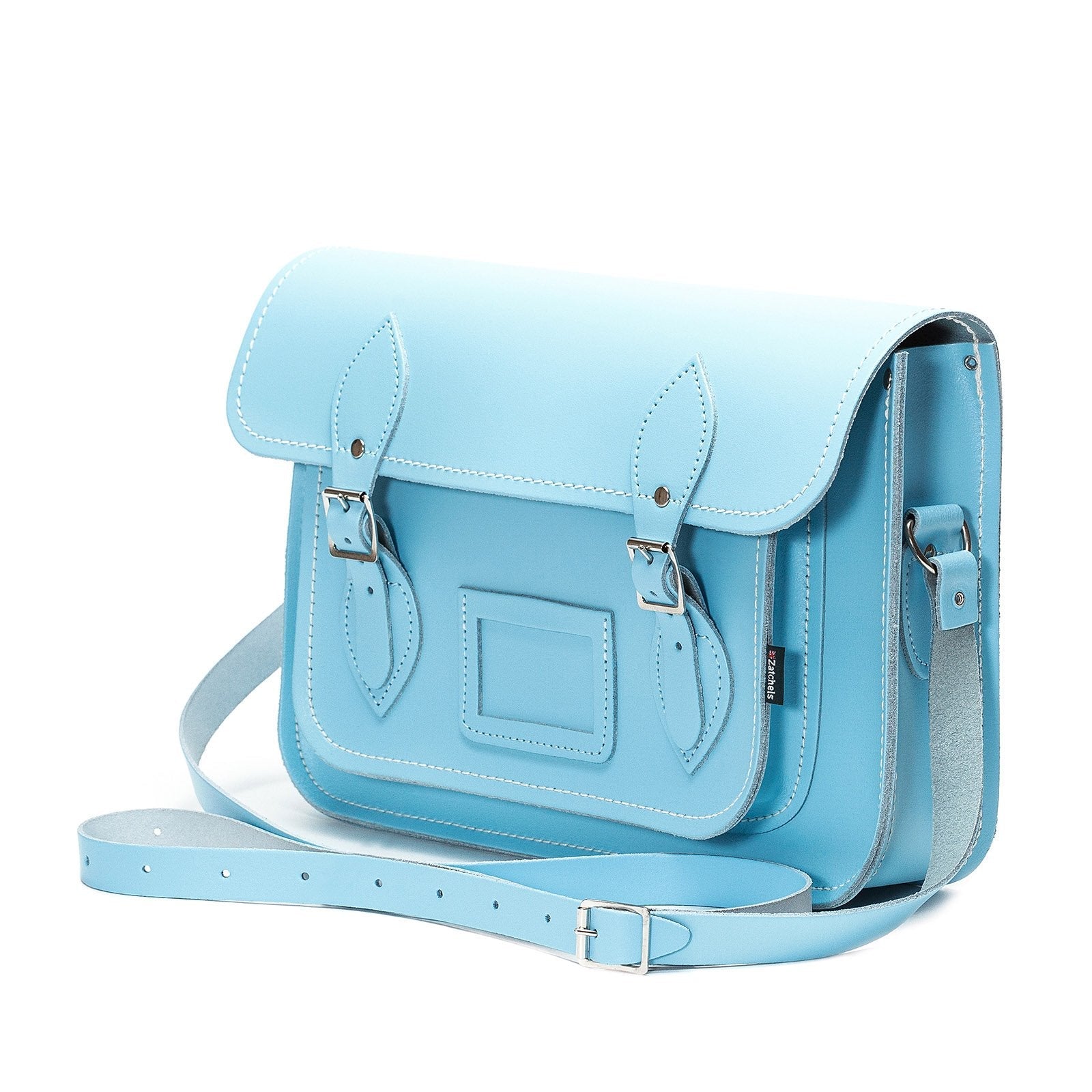 Handmade Leather Satchel - Pastel Baby Blue-2