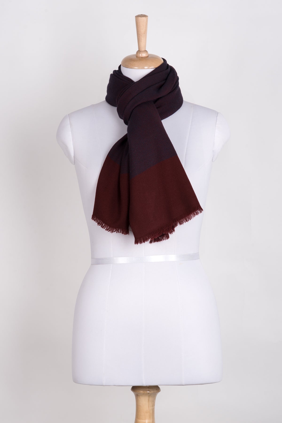 Twill Weave Two Tone Merino Wool Scarf - Violet Deep Red-1